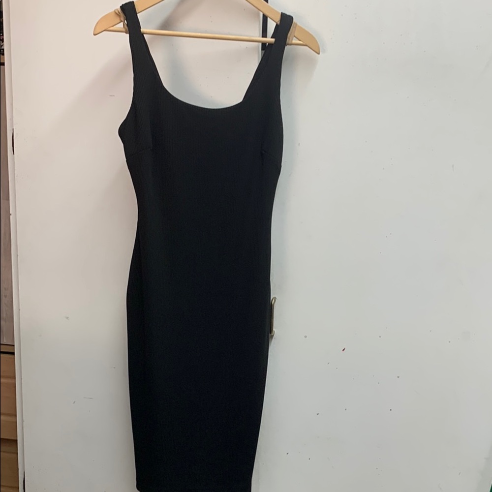 Black Bodycon Midi Dress with Scoop Neck